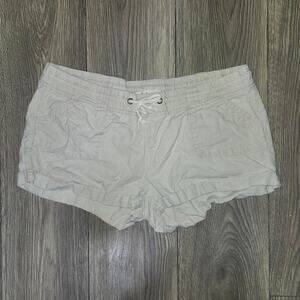 Women's Size XL Tan Tie-Front Linen Shorts